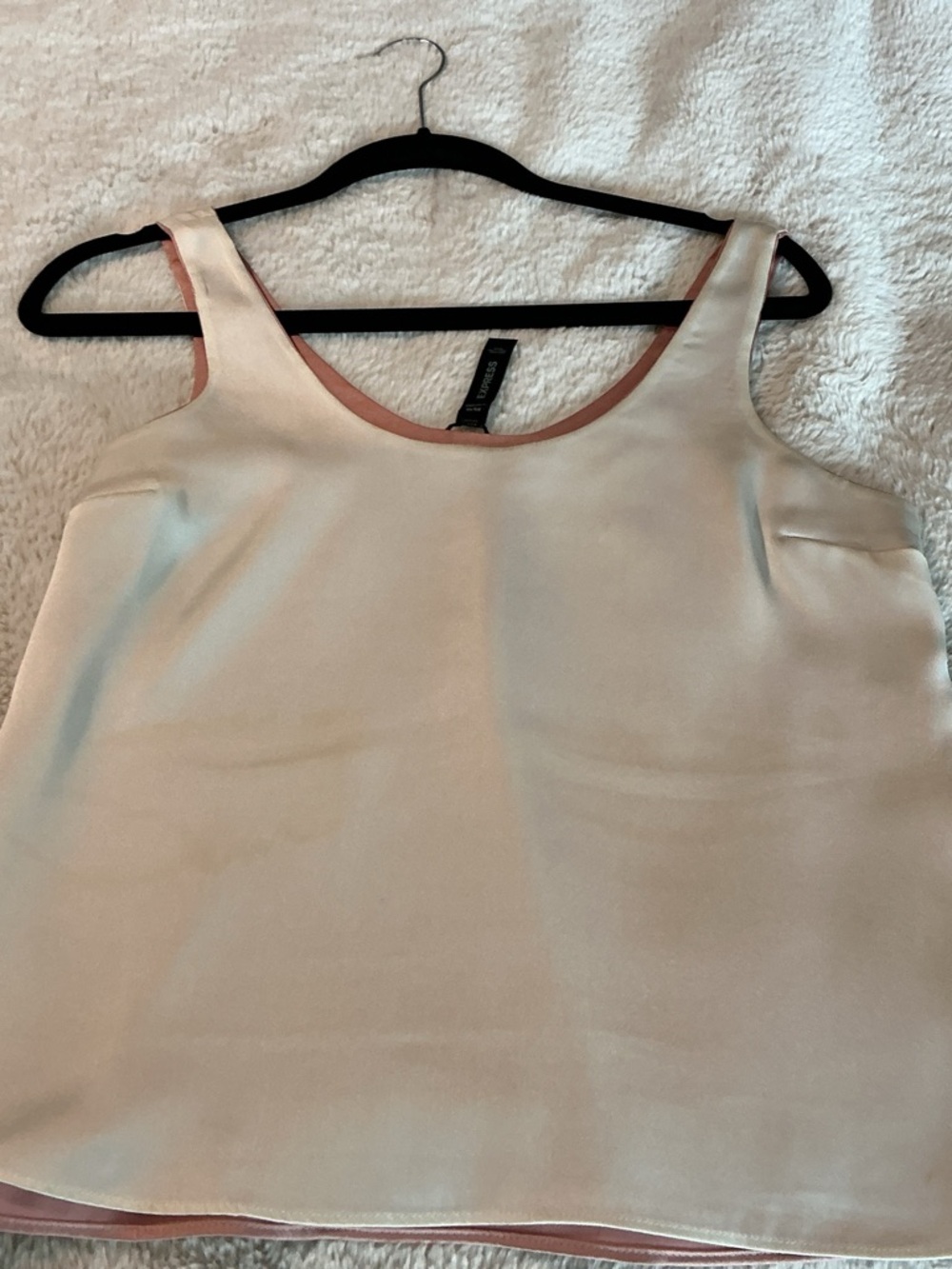 Express Reversible Satin Tank Top in Cream and Light Pink